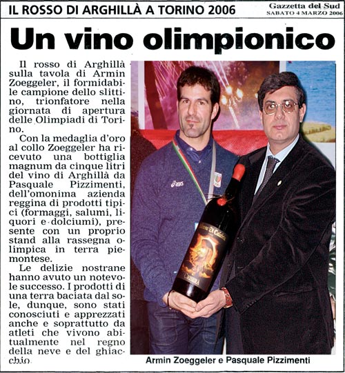 Un vino olimpionico (Gazzetta del Sud 4 marzo 2006)