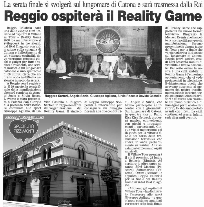 Reggio ospita il Reality Game